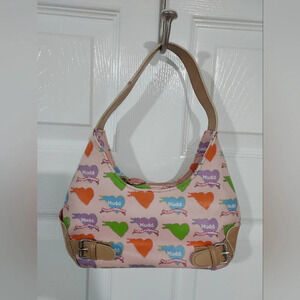MUDD Pink with Colored Hearts Small/Mini Shoulder/Hand Bag